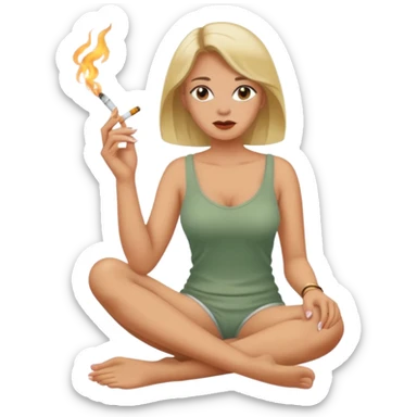 femme pieds nus qui fume sticker