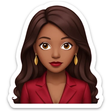 Farrah Franklin from Destiny's Child with long dark brown hair, dark red outfit sticker