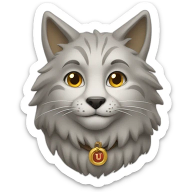 Un chat sur un loup sticker