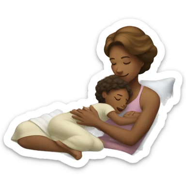 White mom tucking child in to bed sticker