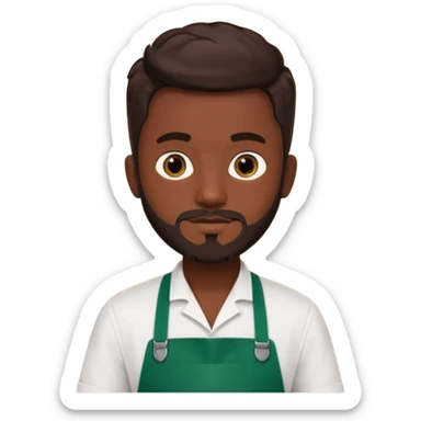 A Starbucks Barista with Black Coffee Master Apron. Boy has trimmed Beard Black sticker