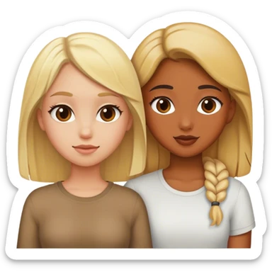 Best friends blond girl and brown girl sticker