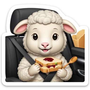 cute baby sheep eating peanut butter and jelly driving in a bmw xi  sticker