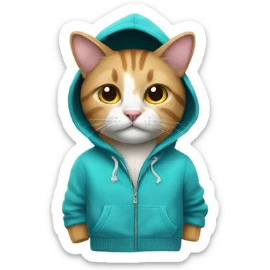 cat wearing a hoodie jacket or sweater  sticker