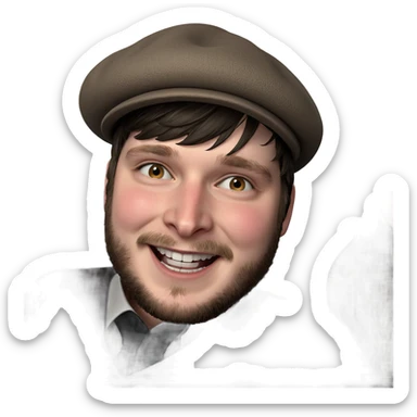 smiling boy with beret sticker