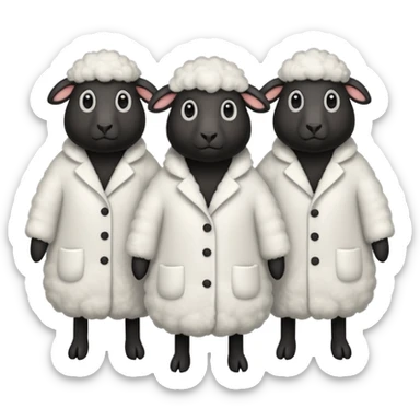 Three black sheep wearing white coats sticker