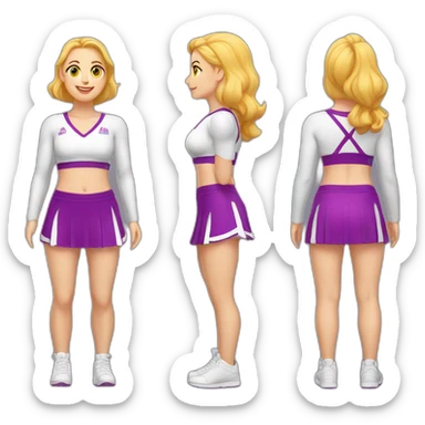 Full body Caucasian curvy cheerleader back and front views sticker