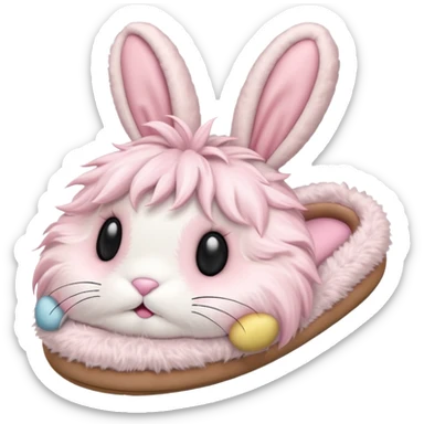 light pink bunny slippers with a cute face sticker