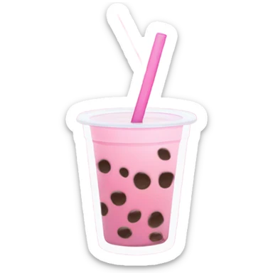 Pink boba tea sticker