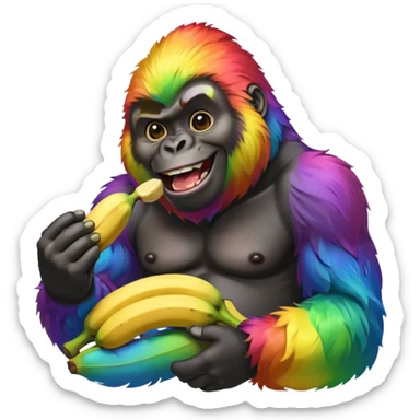 Gay pride gorilla eating bananas sticker
