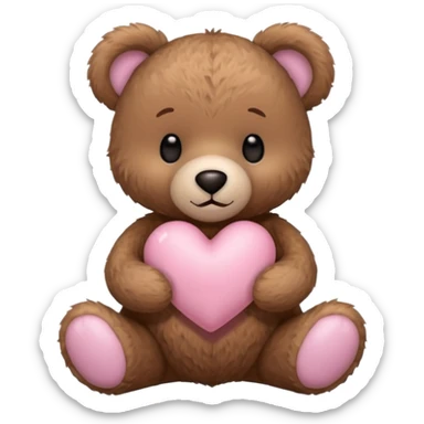 stuffed teddy holding light pink heart sticker