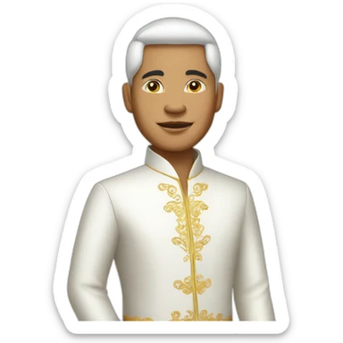indonesian man in traditional white balinese suit sticker