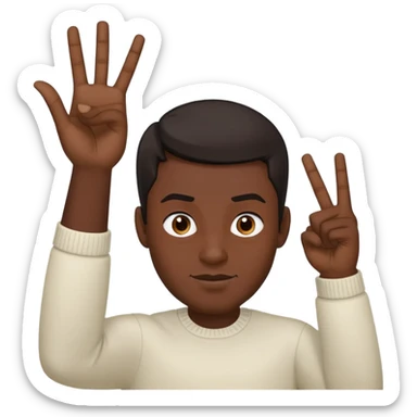 A man with dark hair with both hands flipping off the camera.  sticker