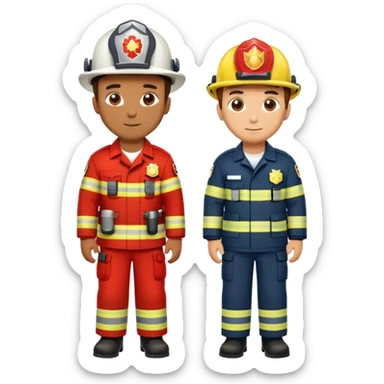 Fireman and Paramedic standing together sticker