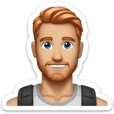 fitness man blue eyes slick copper hair sticker