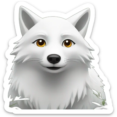 2 white fox in the forest sticker