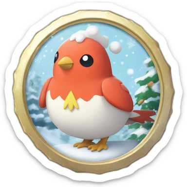 Pokemon Delibird Badge Winter Slowflake GiftBox sticker