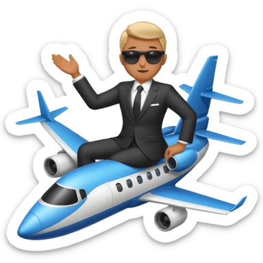 Suit man riding a jet plane sticker