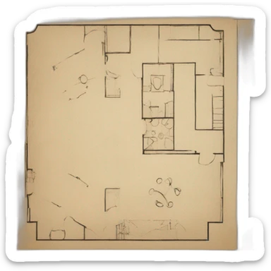medieval architect drawing on a floor plan sticker