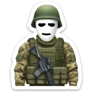 soldado com mascara de ghost com fones tatico militar  sticker
