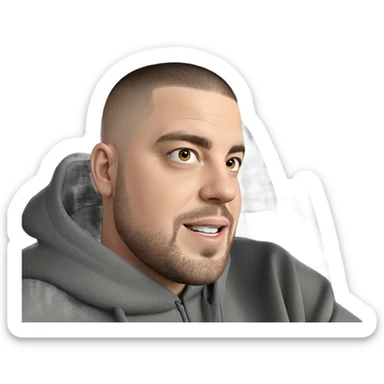 male portrait with buzz cut sticker