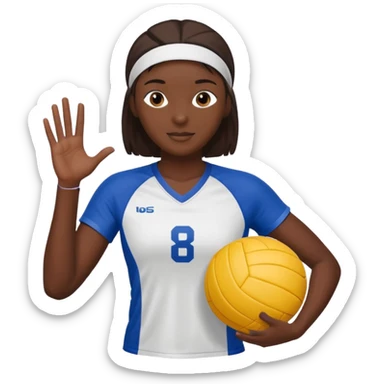 volleyball player, dark skin, with volleyball ball sticker