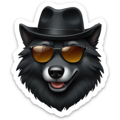 A black wolf with a fedora own smoking a cigar and sunglasses￼ sticker