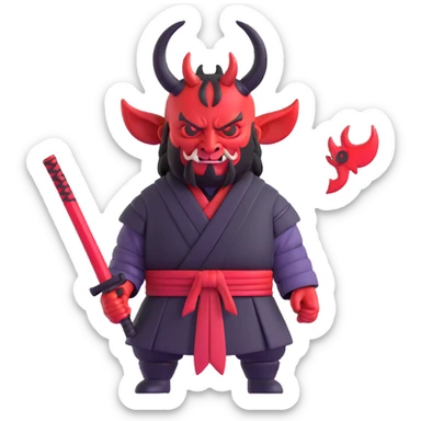 Devil samurai with prominent red horns sticker