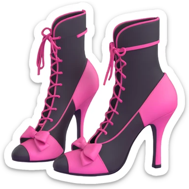 BLACKPINK-inspired gothic shoes, no hearts, black and pink, cute and sticker