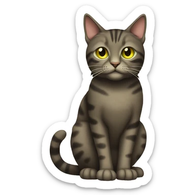 Dark tabby cat with greenish yellow eyes full body with fall leabes sticker