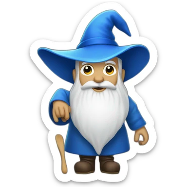 Wizard in blue hat with white beard making salsa sticker