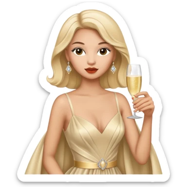 hyper realistic high fashion model drinking champagne sticker