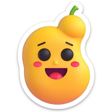 a stomach with a sad crying face, 3D emoji style sticker