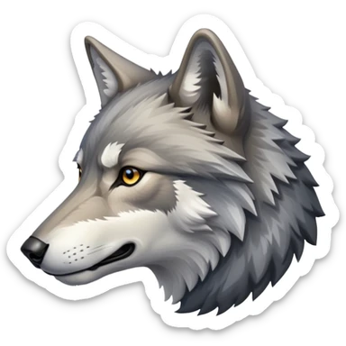 gray wolf head profile view, side view sticker