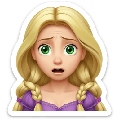 tangled disney rapunzel fair skin green eyes blonde hair horrified sticker