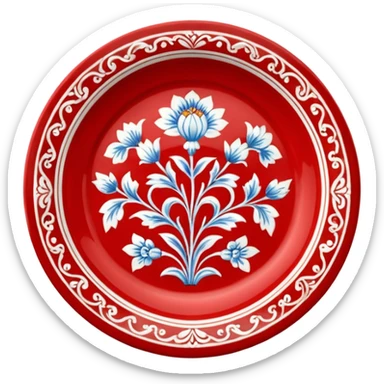 antique porcelain red plate  sticker