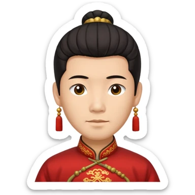 manchu hairstyle on chineese man sticker