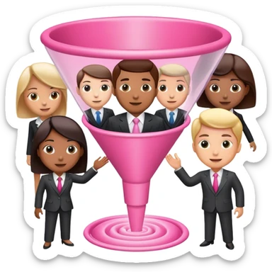 pink sales funnel with people heads inside sticker