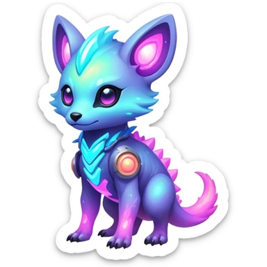 Epic Edgy Cute Colorful Pastel Nebula Modern Vernid-Protogen-creature-animal, full body sticker