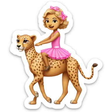 cheetah wearing a pink tutu riding on a camel with a pink tutus back sticker