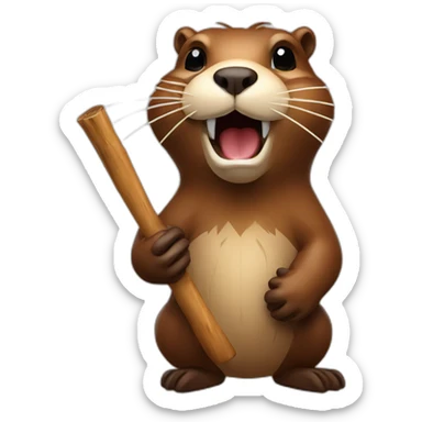 beaver with a stick in his mouth sticker