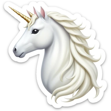 cinematic-beautiful-white-unicorn-emoji,-poised-and-regal,-with-a-slender,-ethereal-form-draped-in-a-pristine-white-color,-a-flowing-mane-and-tail,-and-a-glistening,-spiraled-horn-that-radiates-pure-light,-simplified-yet-sharp-and-majestic sticker