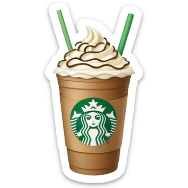 Starbucks iced white chocolate mocha coffee with whipped cream and green straw sticker
