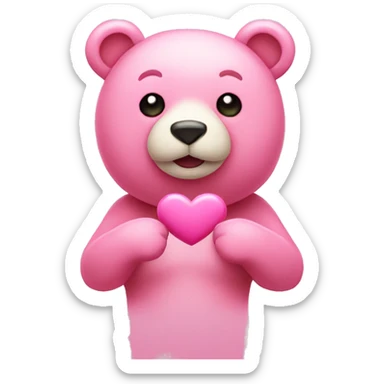 pink heart with bear  sticker