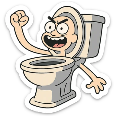 Skibidi Toilet character, cartoon style, energetic expression sticker
