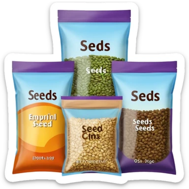 several packs of seeds. Transparent background sticker