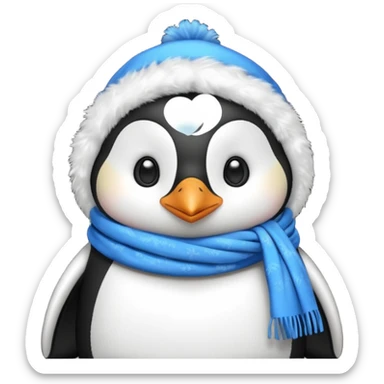 penguin with blue scarf  sticker