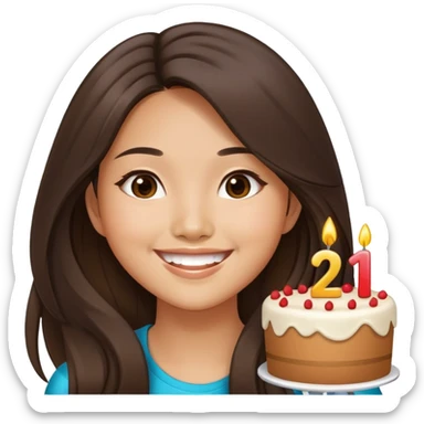 Asian girl long brunette hair 21st birthday  sticker