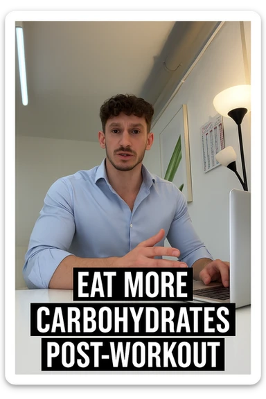 Uomo che sfrutta un timing di nutrienti per mangiare più carbo post workout sticker