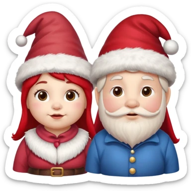 Gnomi natalizi maschio e femmina simpatici e Cicciotelli sticker